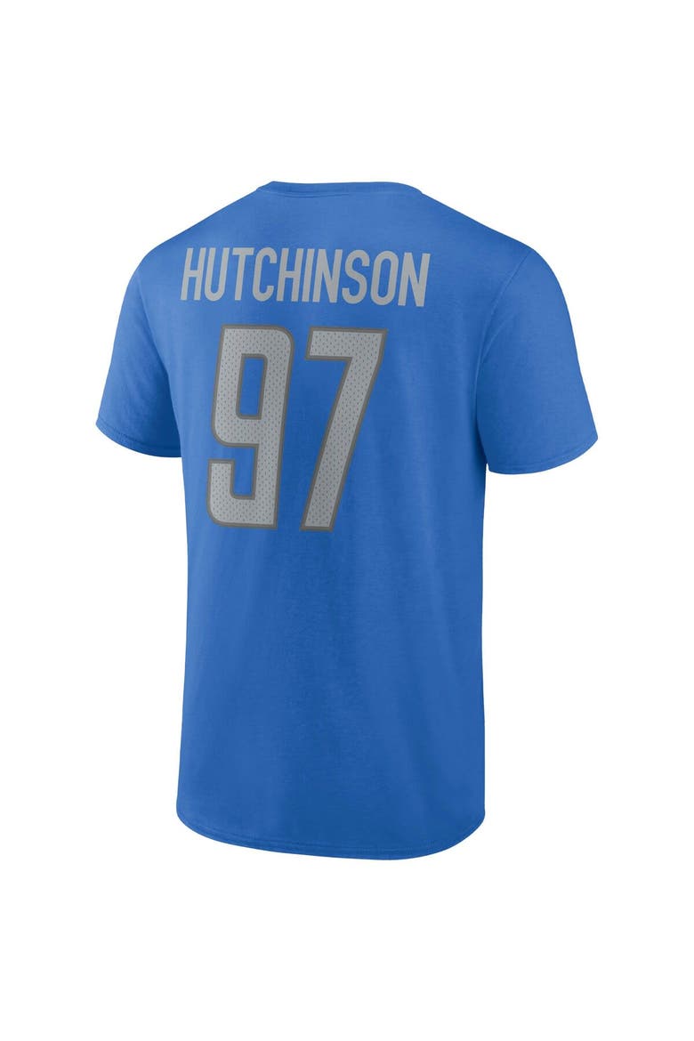 Men's Fanatics Branded Aidan Hutchinson Blue Detroit Lions Player Icon Name & Number T-Shirt, Alternate, color, Blue