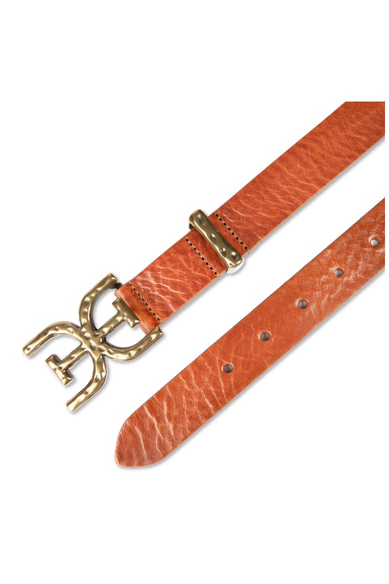 Hammered Logo Buckle Belt, Alternate, color, LIGHT BROWN