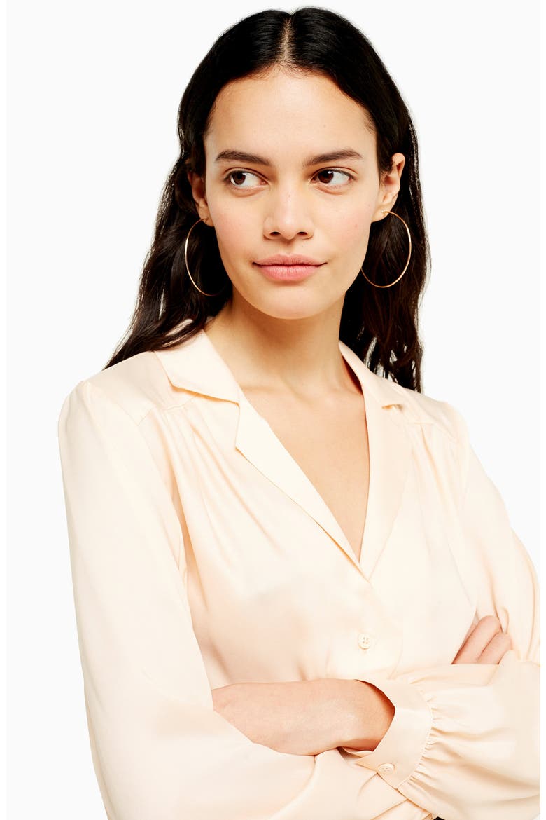 Scallop Satin Blouse, Alternate, color, BLUSH