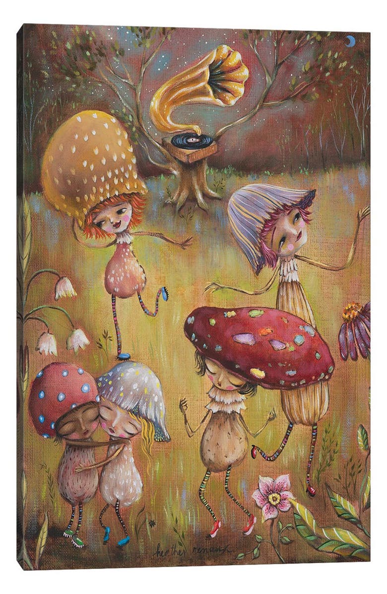 iCanvas Shroom Party by Heather Renaux Canvas Wall Art, Main, color, Green