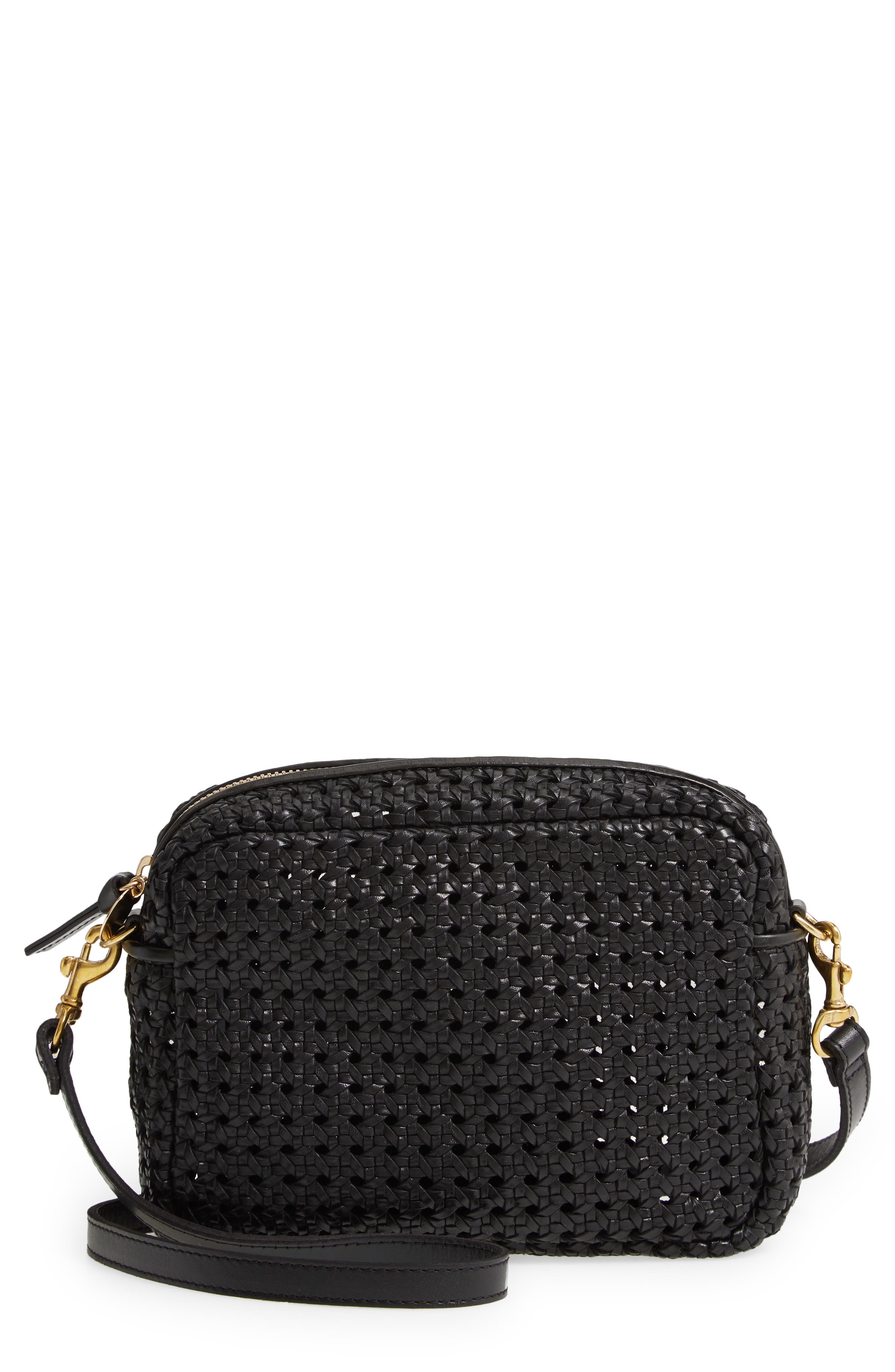 Clare V. Midi Sac Woven Leather Crossbody Bag, Main, color, 