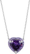 SAVVY CIE JEWELS Cubic Zirconia Heart Halo Pendant Necklace