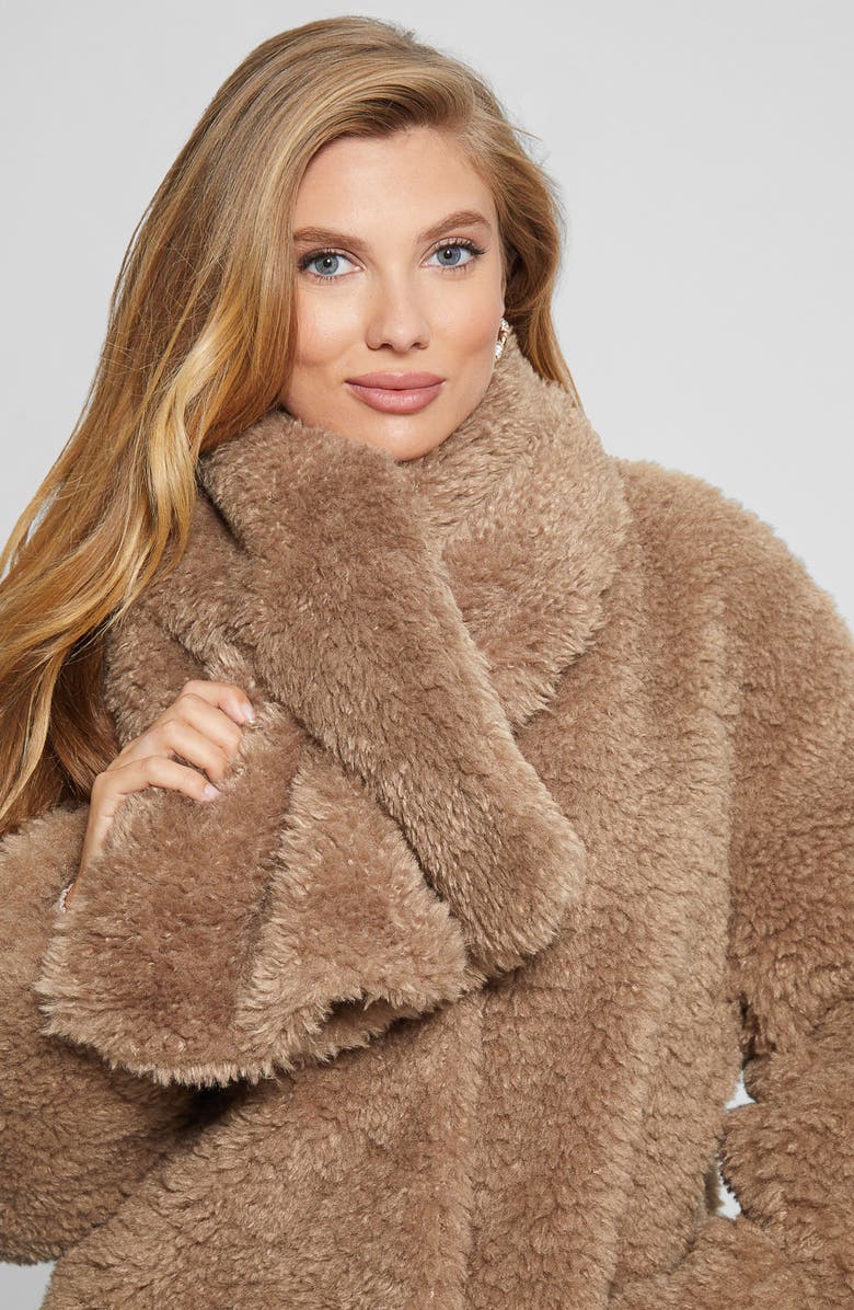 GUESS Rebecca Faux Fur Coat, Alternate, color, 