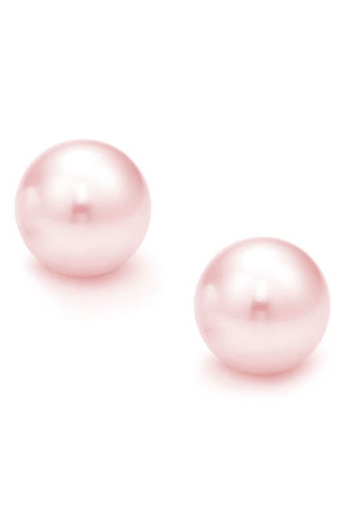Suzy Levian Diamonds Freshwater Pearl Stud Earrings In Pink