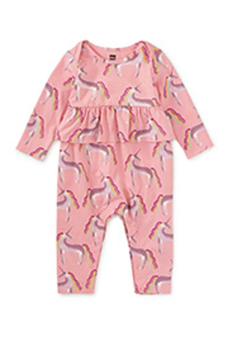 Pretty Peplum Baby Romper, Main, color, Rainbow Unicorn