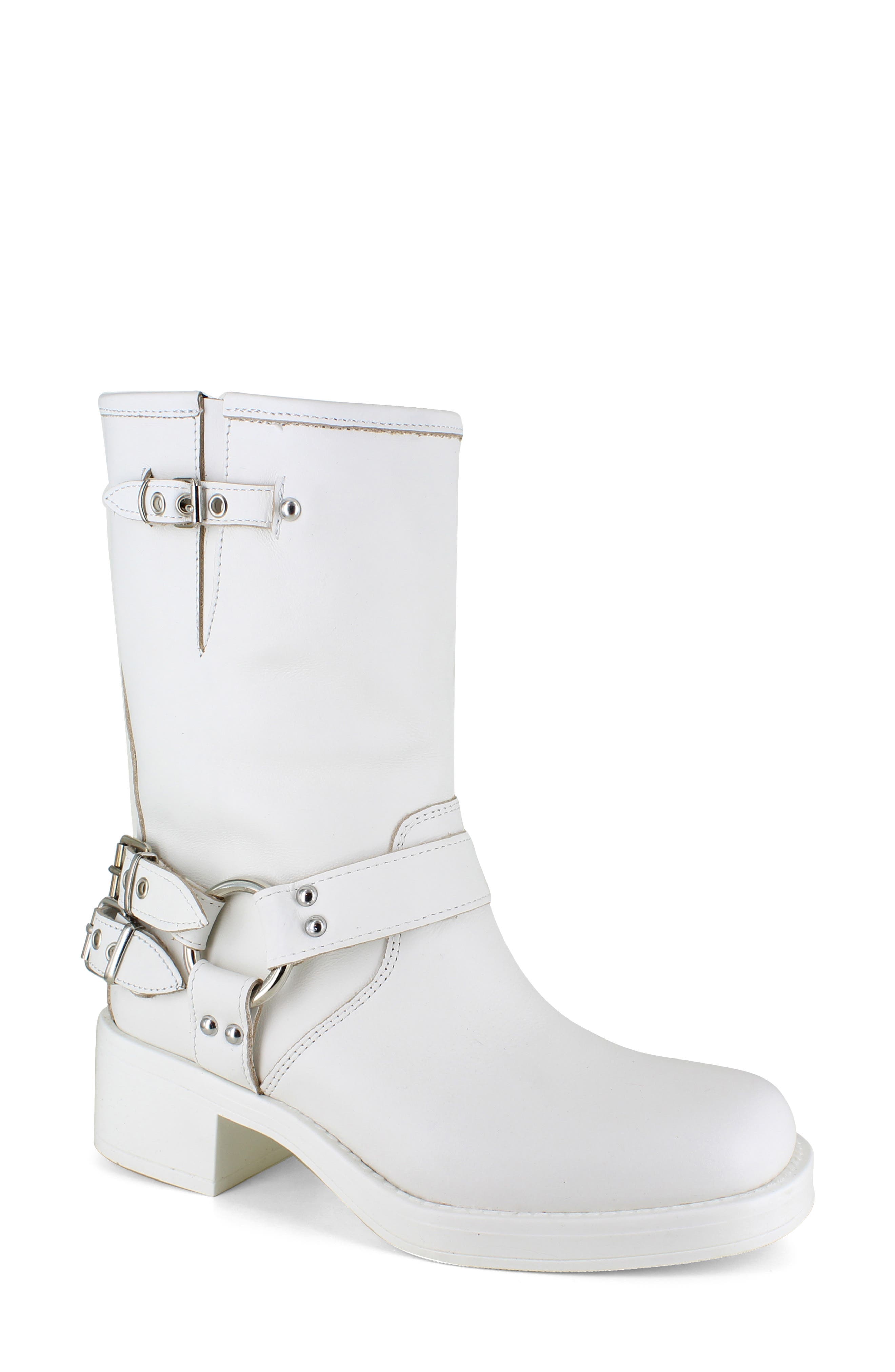 ZIGI Marce Moto Bootie, Main, color, Off White Leather