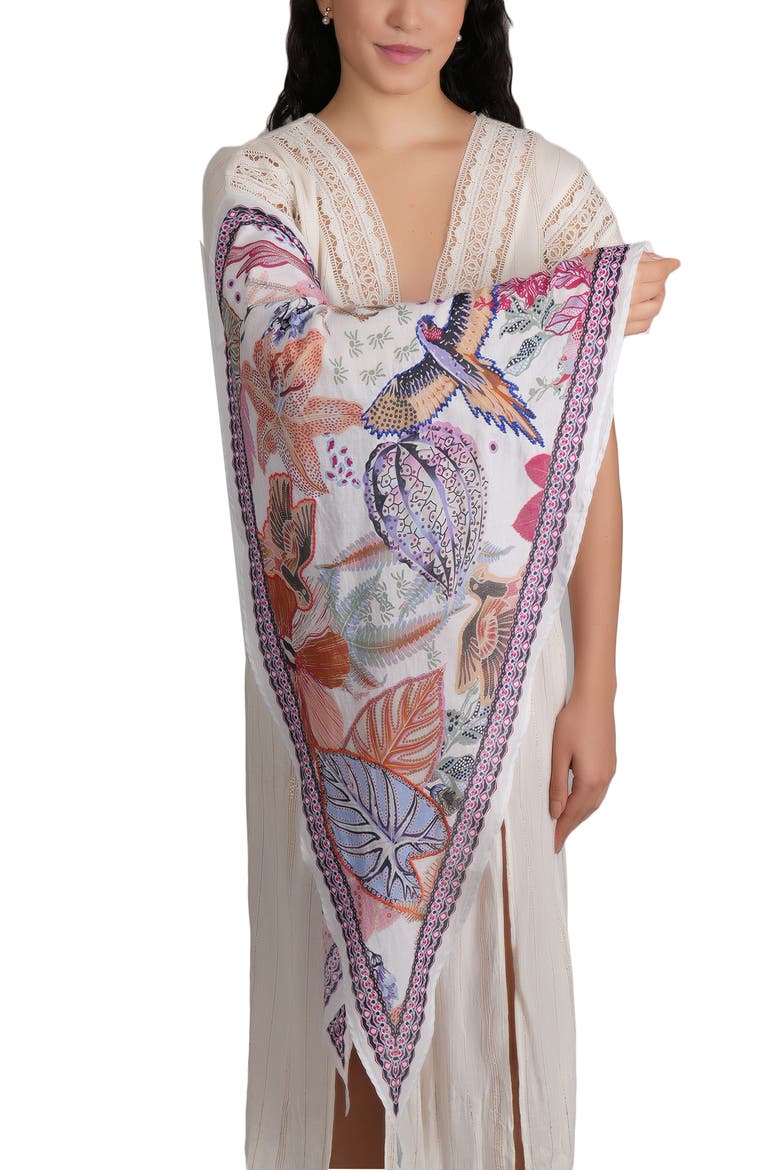 Geometric Cotton Scarf, Alternate, color, WHITE MULTI