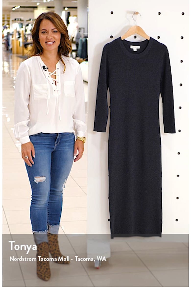 Crewneck Long Sleeve Sweater Dress video