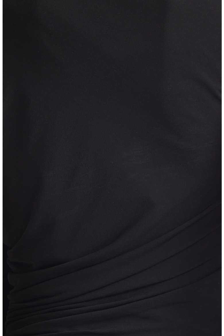 Asymmetric Ruched Minidress, Alternate, color, BLACK