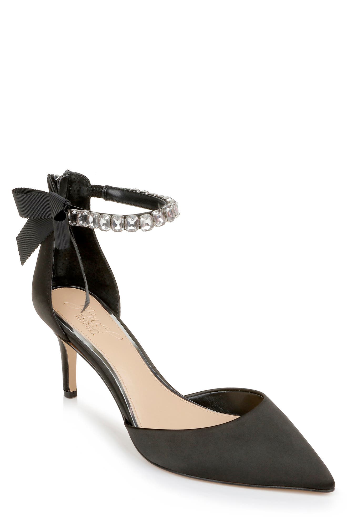 Jaycee Ankle Strap Pump, Main, color, BLACK SATIN