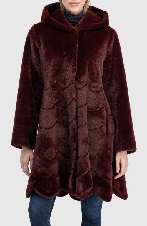 Lyla Grant Faux Fur Mink Reversible Parka Coat In Burgundy
