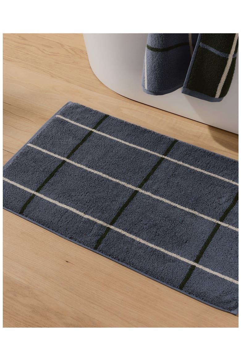Plush Organic Cotton Bath Mat, Alternate, color, DUSK WINDOWPANE
