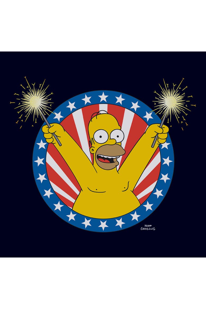Men's The Simpsons Festive Homer Portrait  Graphic T-Shirt, Alternate, color, Navy Blue