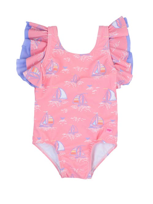 Shop Rufflebutts Baby/toddler Girls Upf50+ Sun Protected Butterfly One Piece In Pink Seas The Day