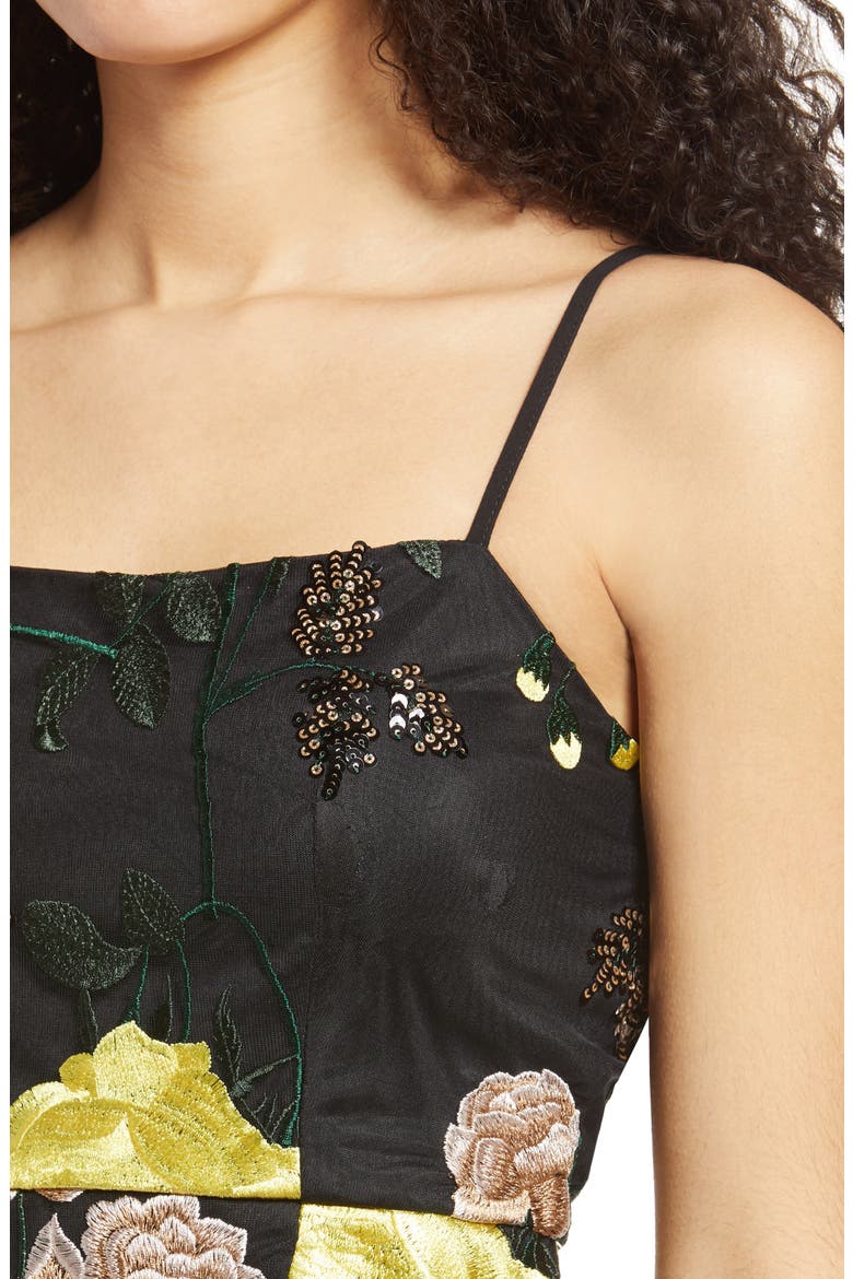 Embroidered Sequin Dress, Alternate, color, BLACK FLORAL