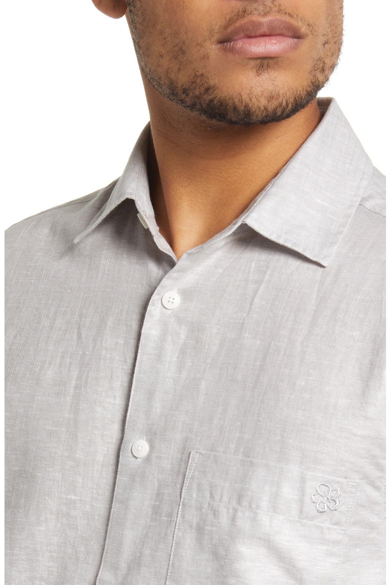 Addle Short Sleeve Linen & Cotton Button-Up Shirt, Alternate, color, NATURAL