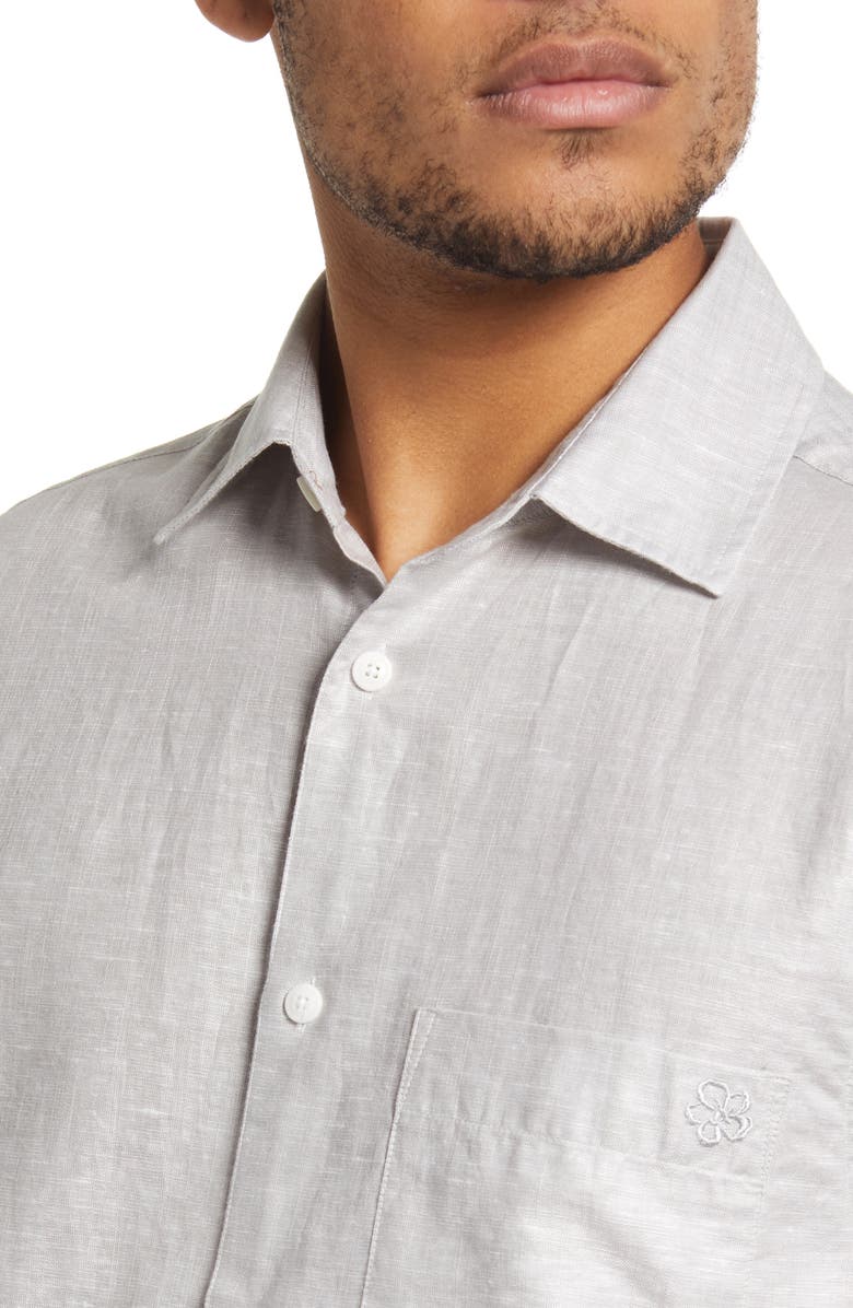 Ted Baker London Addle Short Sleeve Linen & Cotton Button-Up Shirt, Alternate, color, 