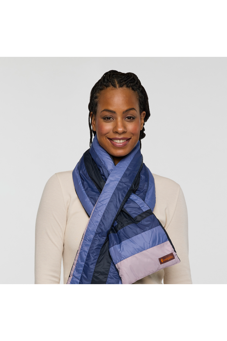 Fuego Down Scarf, Alternate, color, Carbon Stripes