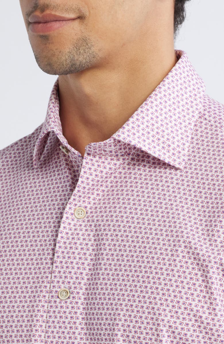 johnnie-O Caspian Hangin' Out Abstract Floral Short Sleeve Knit Button-Up Shirt, Alternate, color, 