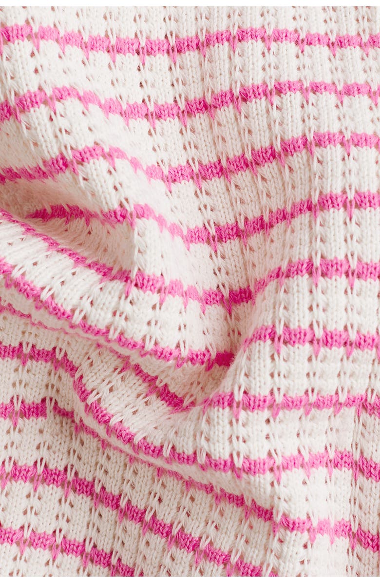 H&M Pointelle-knit Jumpsuit, Alternate, color, White/Pink Striped