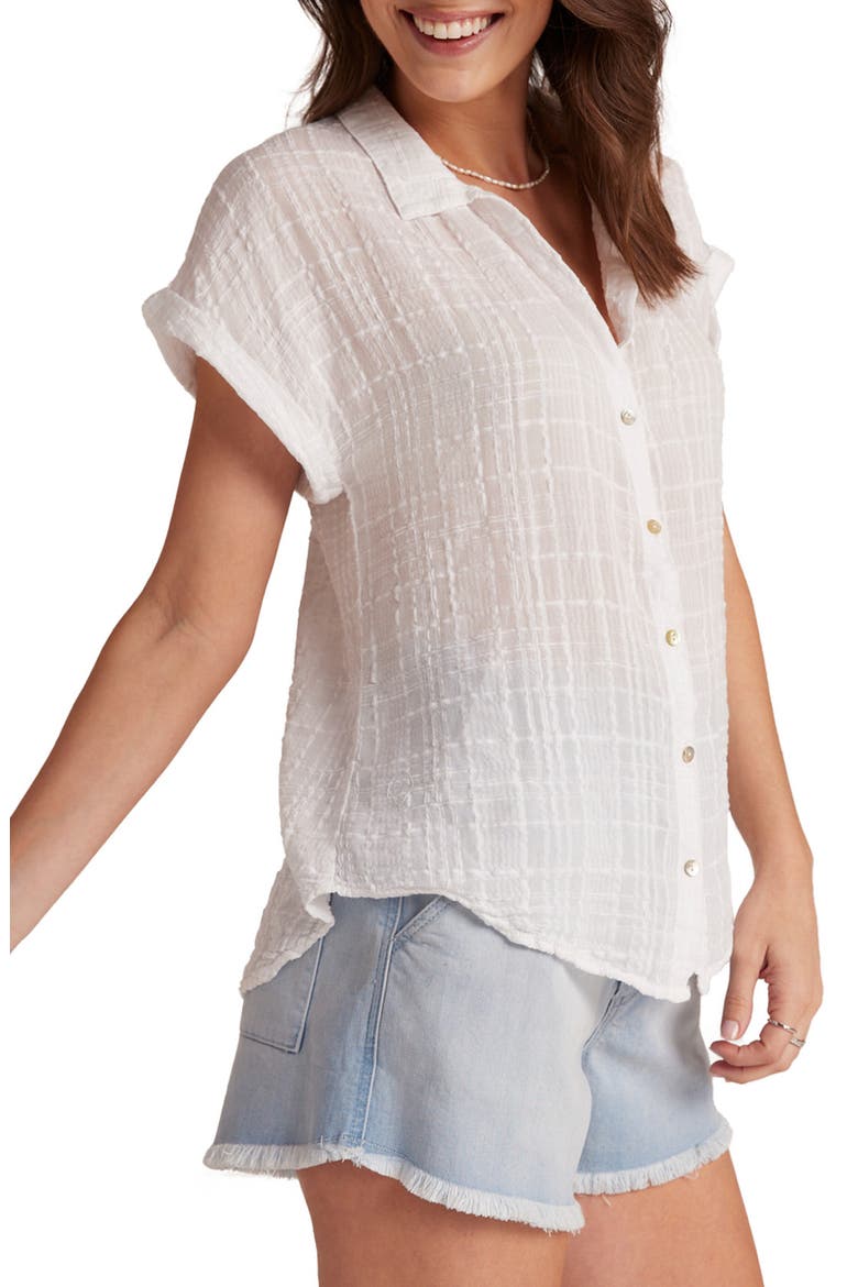 Cap Sleeve Button-Up Top, Alternate, color, WHITE