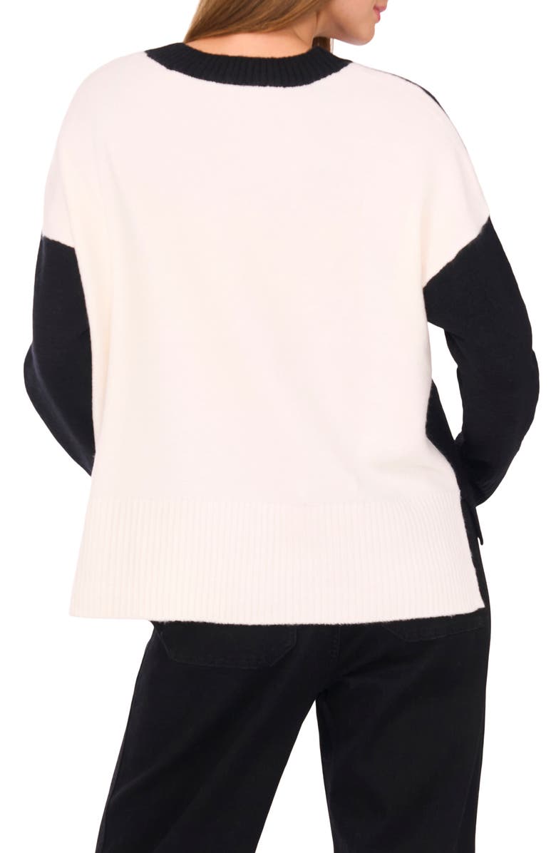 Vince Camuto Contrast High-Low Sweater, Alternate, color, Rich Black
