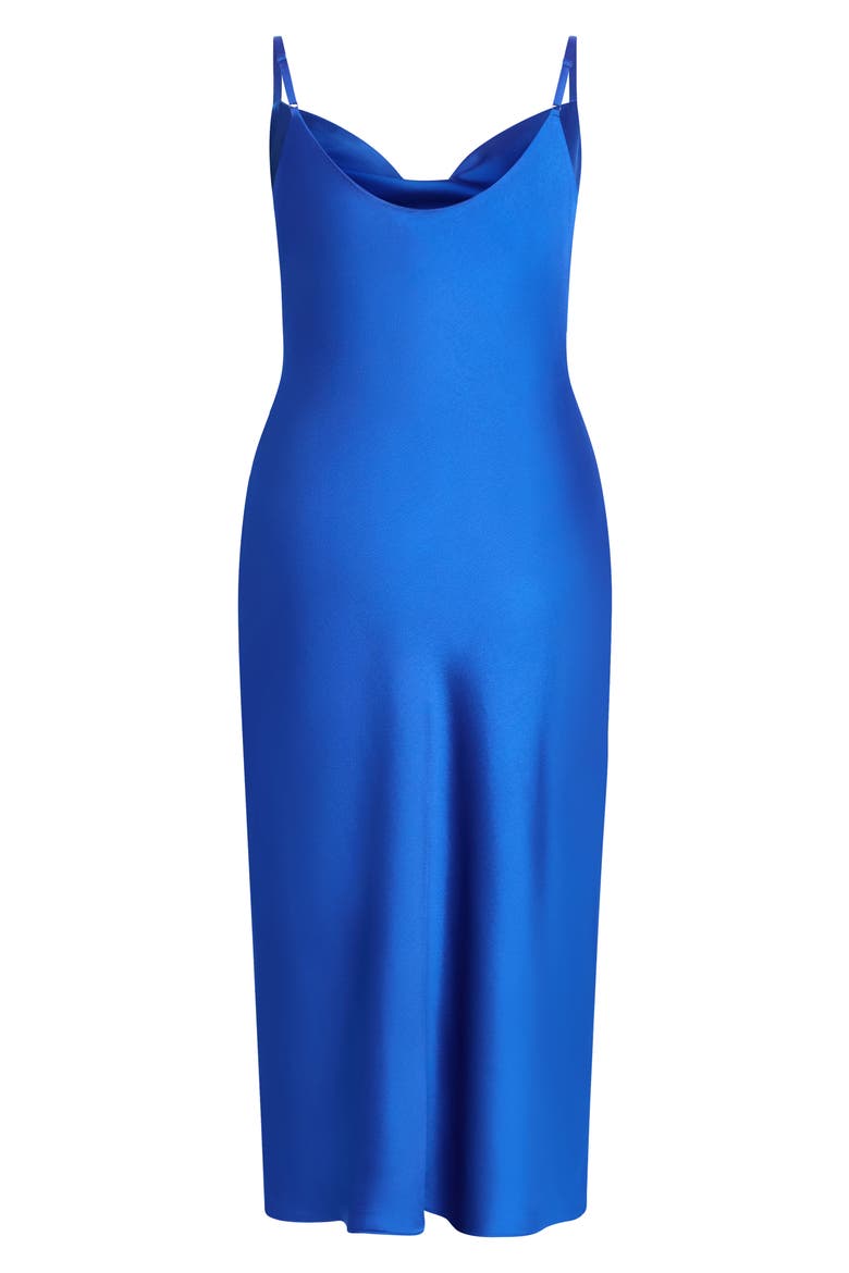 Sadie Satin Cocktail Midi Dress, Alternate, color, CERULEAN