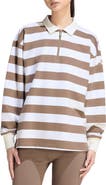 adidas Striped Quarter Zip Cotton Polo