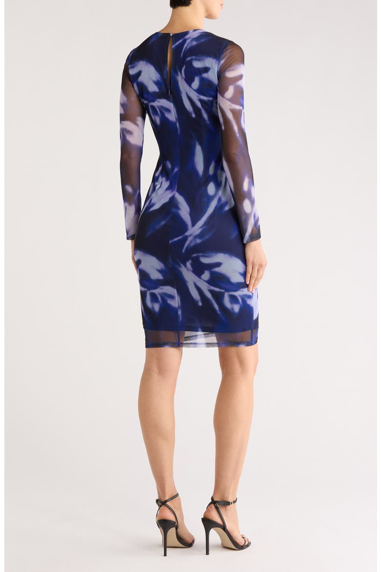 Long Sleeve Mesh Midi Body-Con Cocktail Dress, Alternate, color, PURPLE BLUE