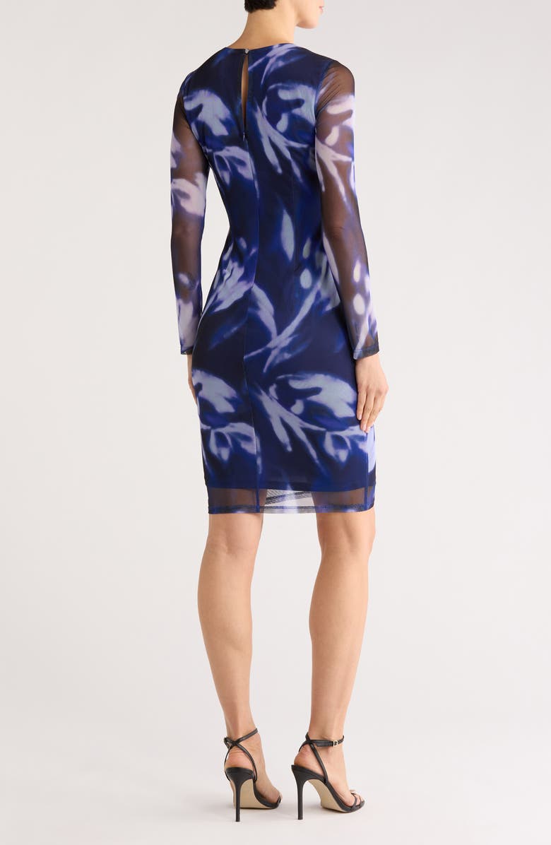 Vince Camuto Long Sleeve Mesh Midi Body-Con Cocktail Dress, Alternate, color, Purple Blue