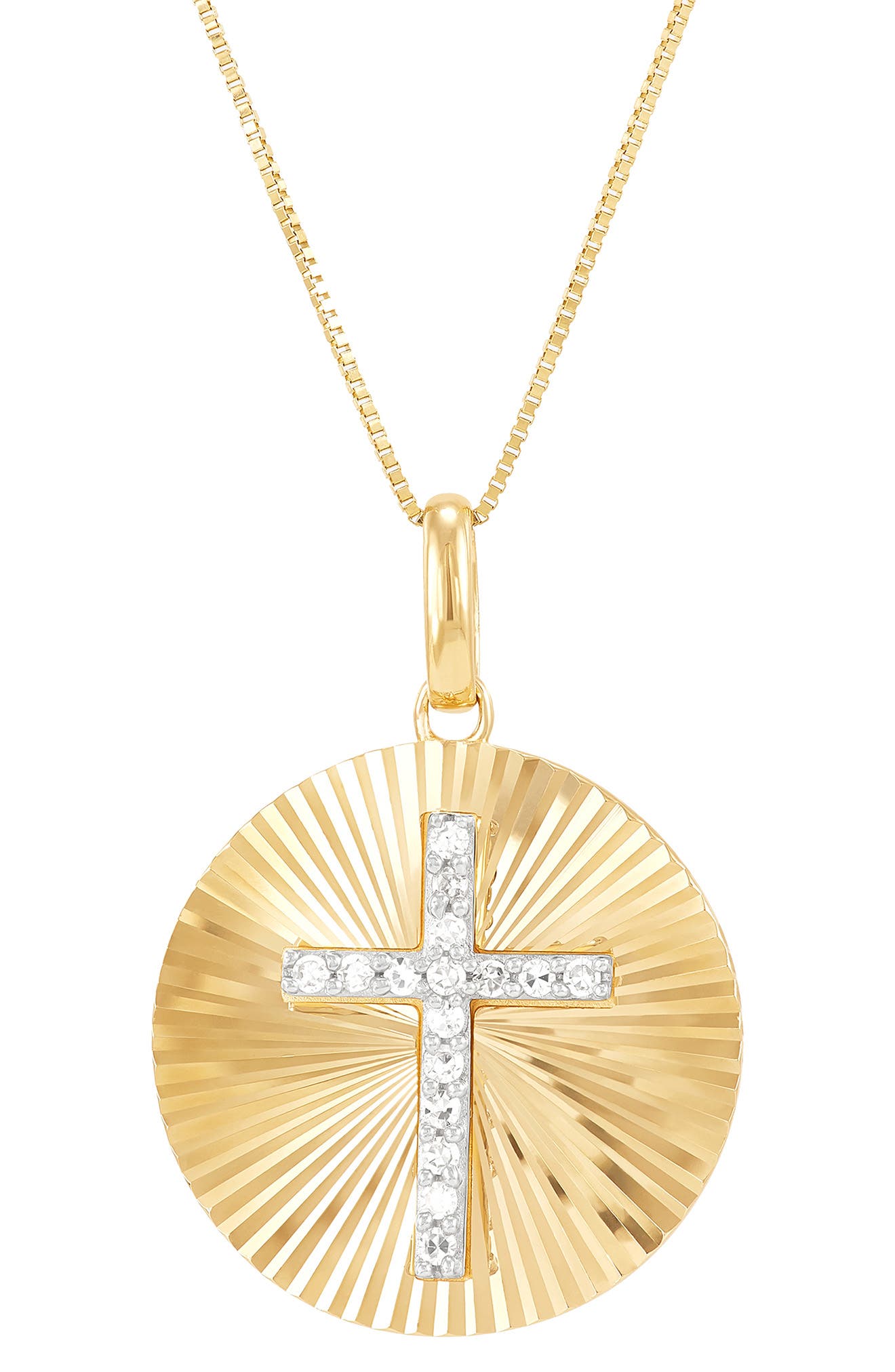 Frankie & Zoe 14K Gold Lab Grown Diamond Cross Medallion Pendant Necklace