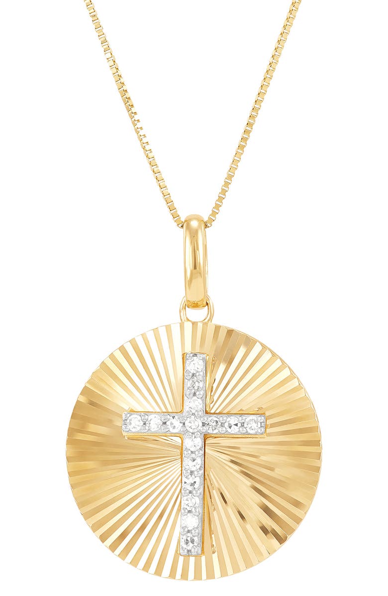 Frankie & Zoe 14K Gold Lab Grown Diamond Cross Medallion Pendant Necklace, Main, color, Yellow Gold