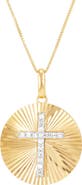 Frankie & Zoe 14K Gold Lab Grown Diamond Cross Medallion Pendant Necklace