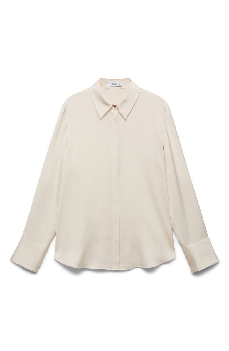 MANGO Flowy Satin Shirt, Alternate, color, Ecru