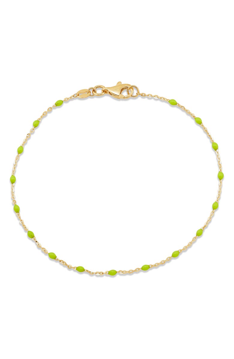Frankie & Zoe 2.5mm Green Enamel Station Bracelet, Alternate, color, Yellow Gold