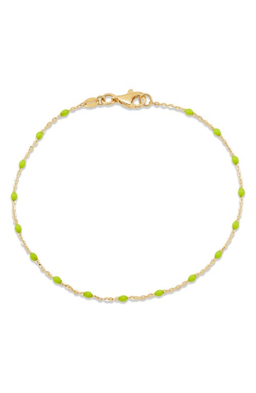 Frankie & Zoe 2.5mm Green Enamel Station Bracelet In Gold