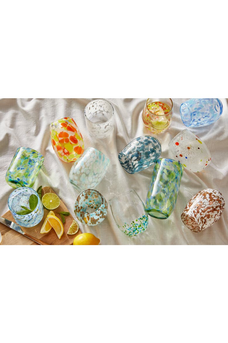 Cobalt Blue and White Confetti Stemless Drinkware Set, Alternate, color, Blue