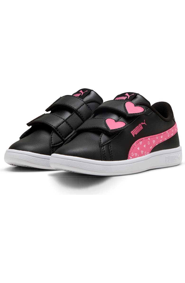 PUMA Kids' Smash 3.0 Hearty V Dual Strap Sneaker, Main, color, Puma Black/ Magic Rose