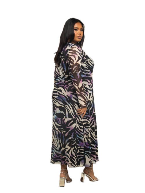 Fashion-szn Curve Zebra Print Mesh Midaxi Dress