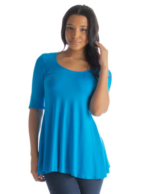 Elbow Sleeve Swing Tunic Top