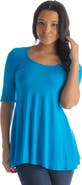 24seven Comfort Apparel Elbow Sleeve Swing Tunic Top