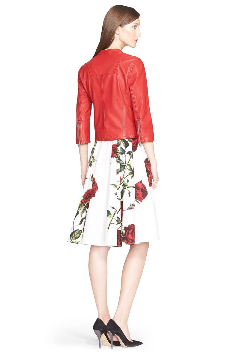 Washed Nappa Leather Moto Jacket, Alternate, color, RED