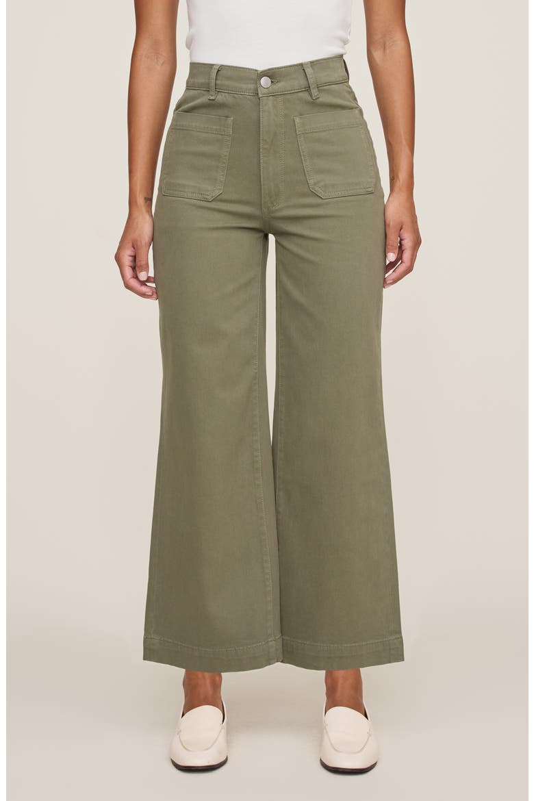 Hepburn Patch Pocket High Waist Ankle Wide Leg Jeans, Main, color, FERN