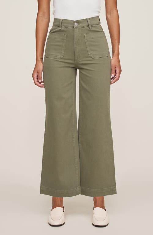 Dl1961 Hepburn Patch Pocket High Waist Ankle Wide Leg Jeans In Green