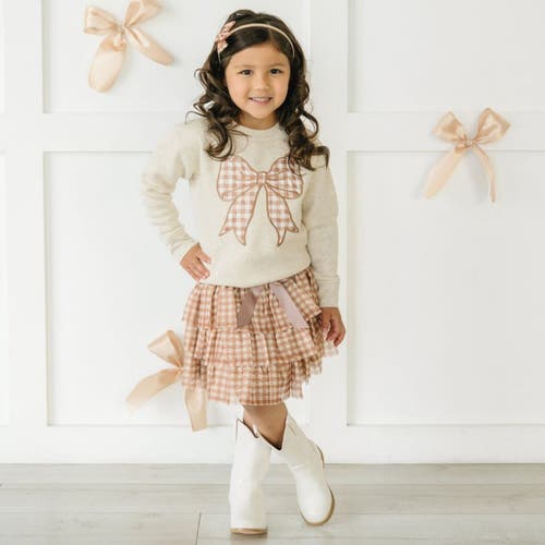 Sweet Wink Gingham Bow Patch Sweatshirt In Neutral