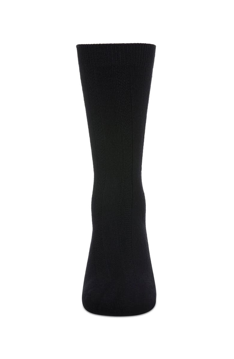 MeMoi Woven Ribbed Crew Socks, Alternate, color, Black