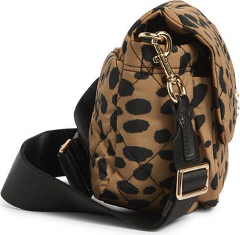 Cheetah Print Quilted Nylon Messenger Bag