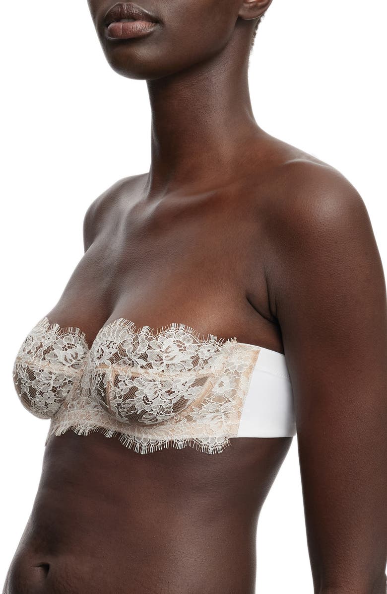Skarlett Blue Entice Strapless Lace Underwire Bra, Alternate, color, White/ Nylon