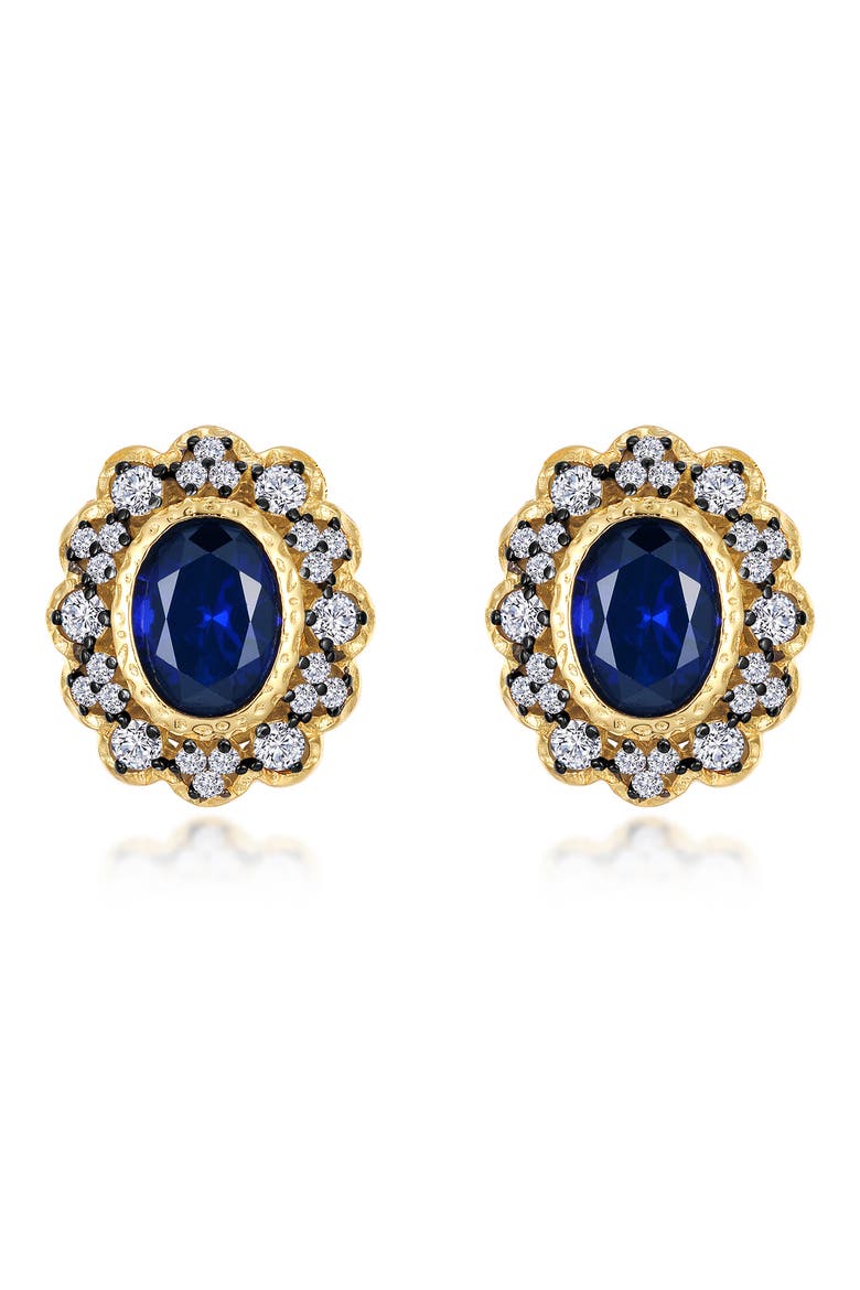 Lab-Grown Sapphire & Simulated Diamond Stud Earrings, Main, color, SAPPHIRE