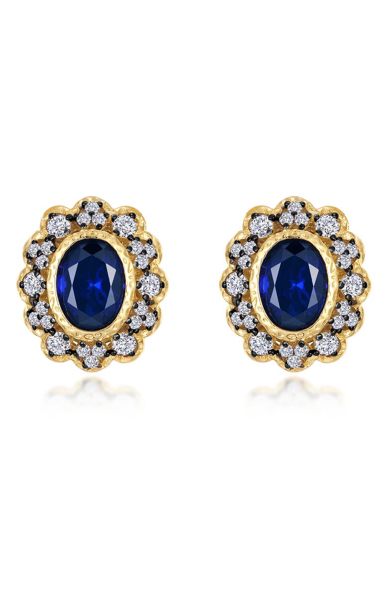 Lafonn Lab-Grown Sapphire & Simulated Diamond Stud Earrings, Main, color, Sapphire